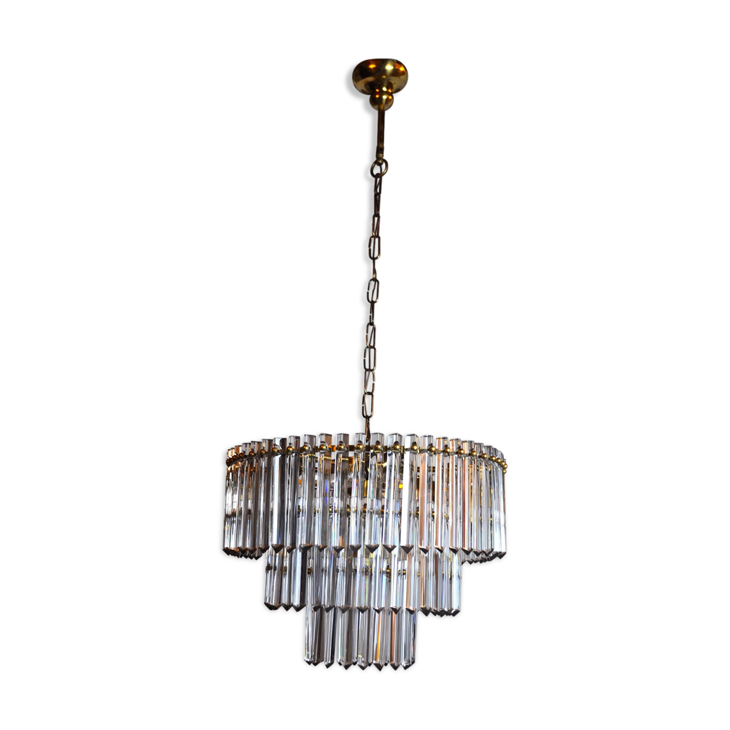 Chandelier Murano iridescent glass Venini, 3 levels, Italy, 1960
