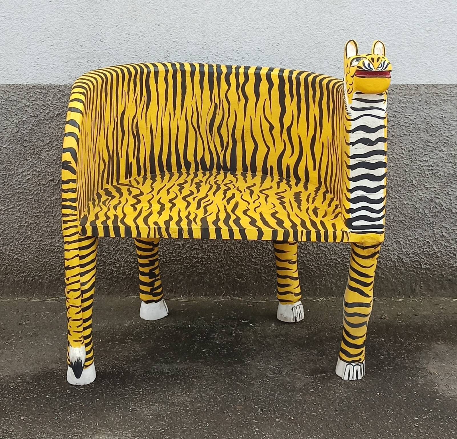 “Tiger” look wooden armchair
