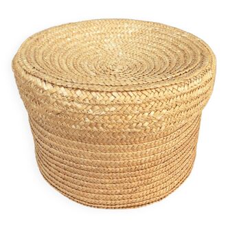 Straw covered basket