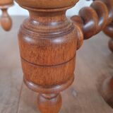 Turned wooden chandelier with 6 branches and its ceiling light