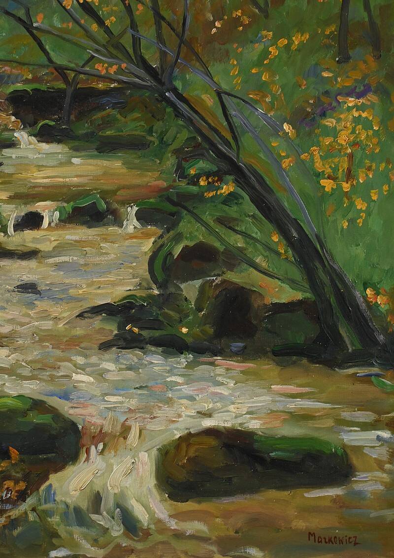 Oil on Canvas "Stream in the Forest", signed A. Markowicz – Early 20th century