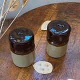 Salière et poivrier en grès vernissé, années 70