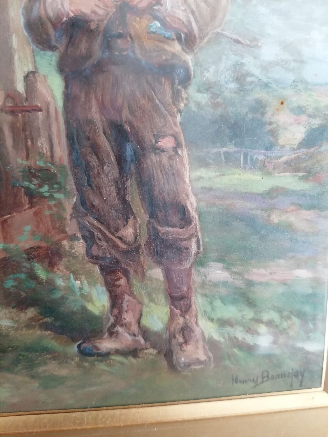 Painting of a young boy in the countryside
