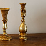 Pair of handmade candle holders, cast iron