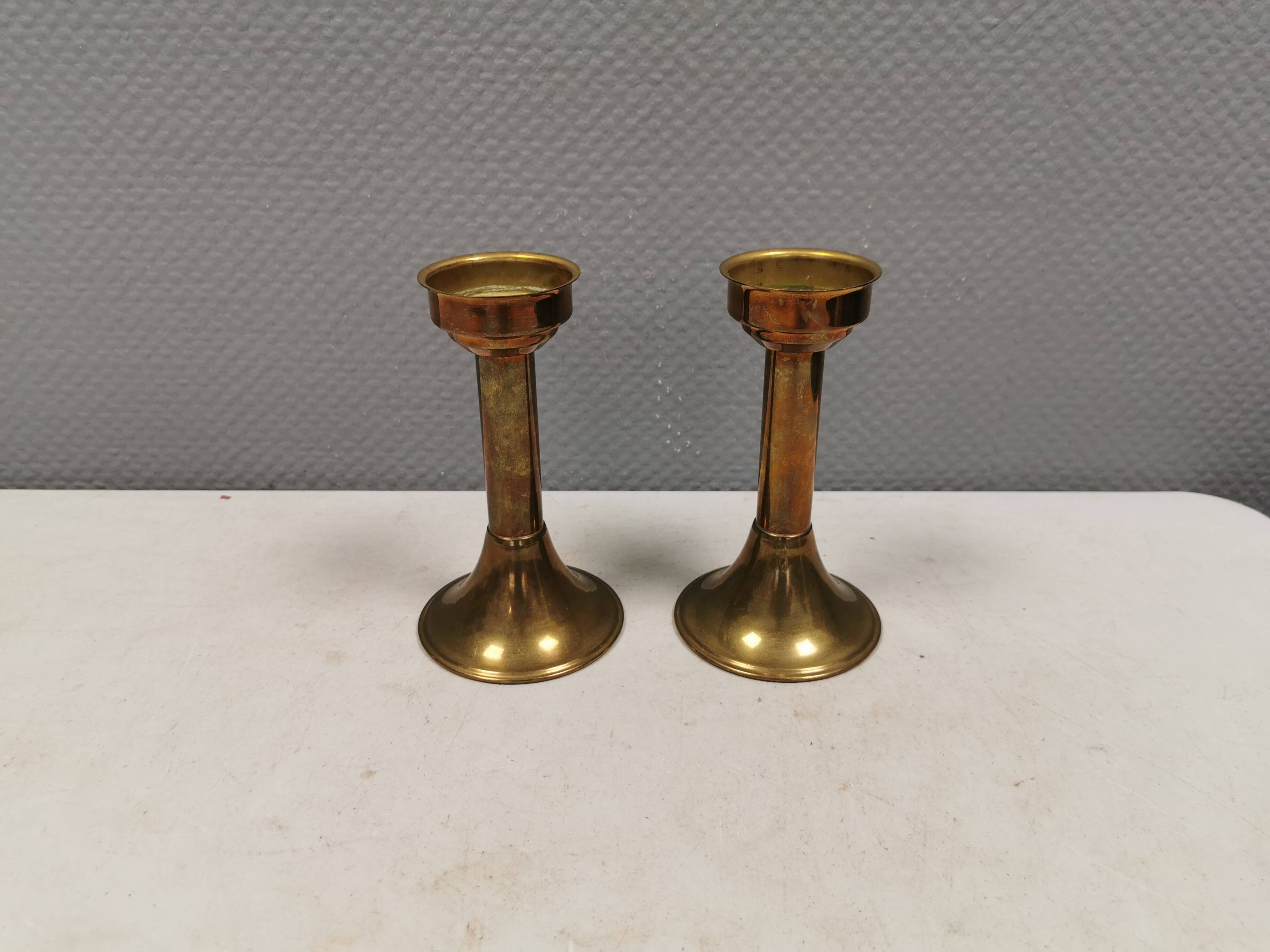 A set of brass candle holders from CAWA Denmark, 1960s.