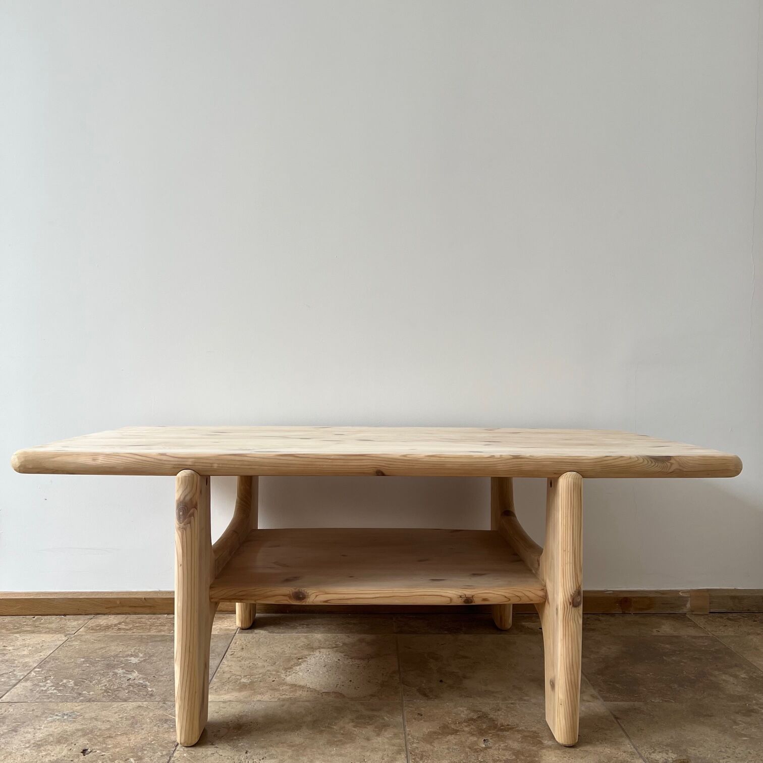 Danish mid-century free form pine coffee table