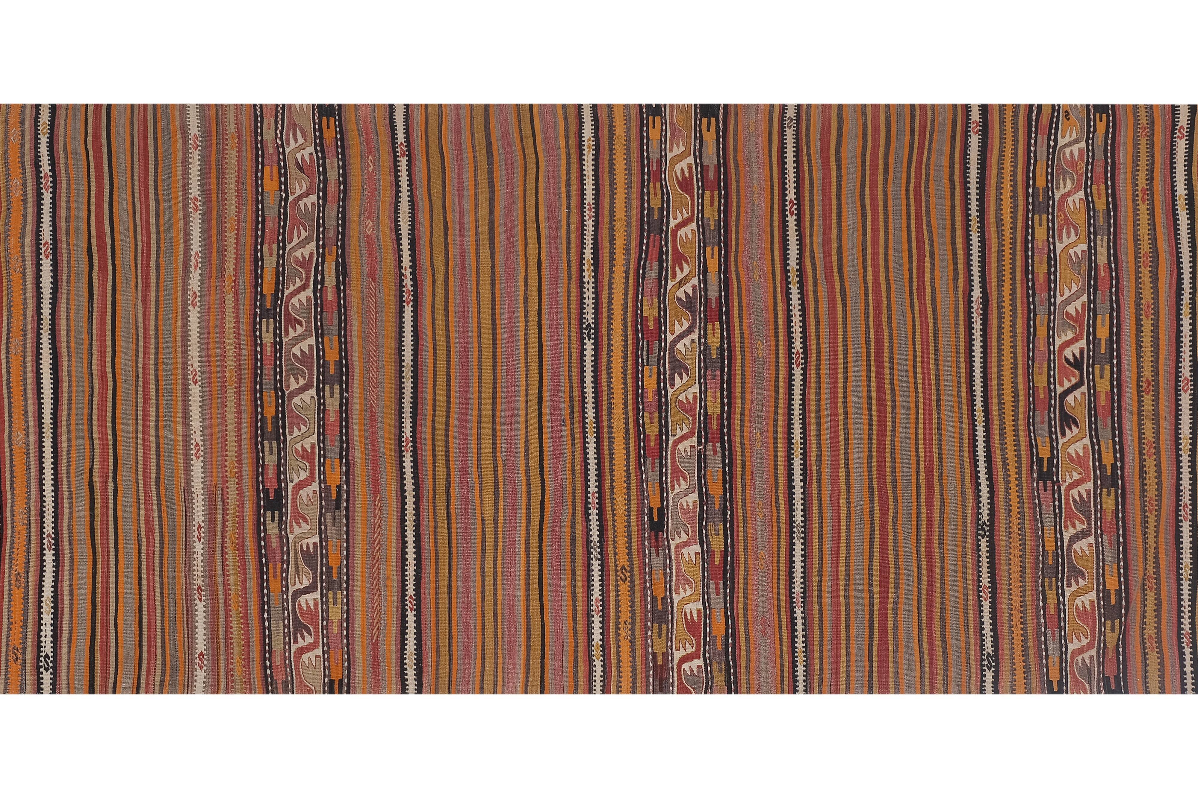 Vintage Turkish rug from Oushak, hand-woven 166x369 cm