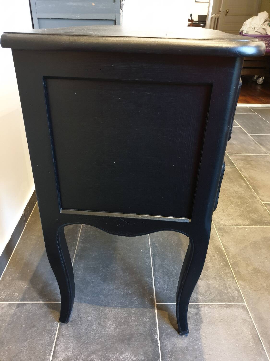 Stamped black Louis XV chest of drawers