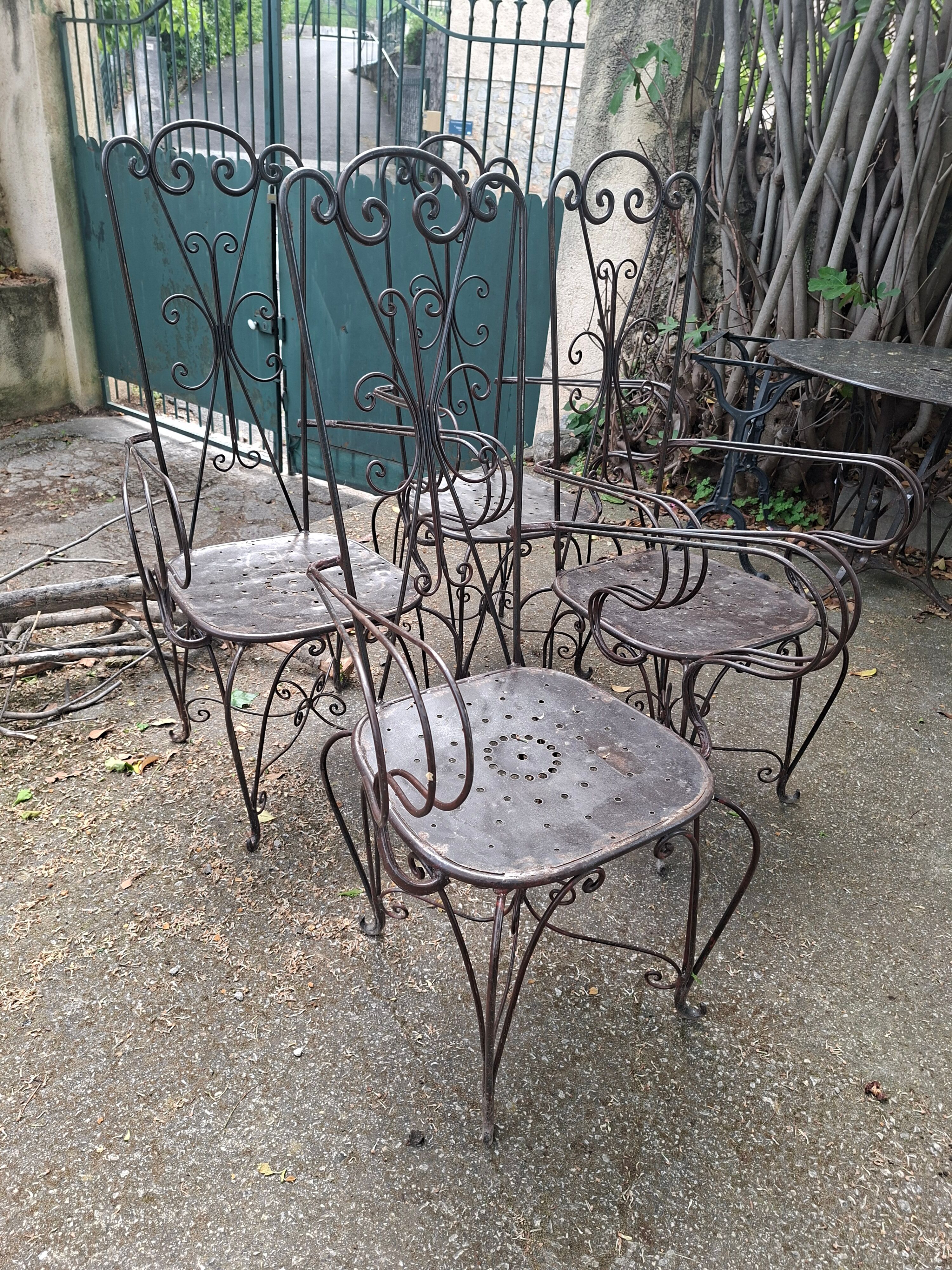 Fauteuils de jardin vintage en fer forgé