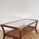 Table basse cannage vintage plateau verre