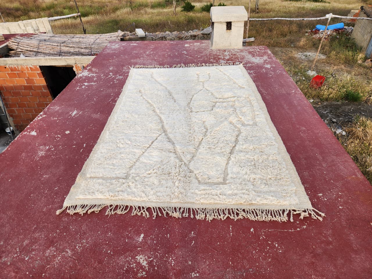 Authentic Beni Ouarain rug 300 x 200 cm in natural wool