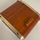 Vintage cigarette holder 1960 gold metal wood dispenser