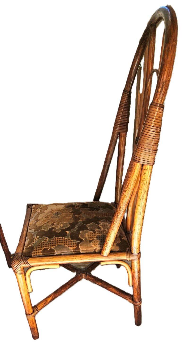 3 Rattan Chairs with Velvet Seat