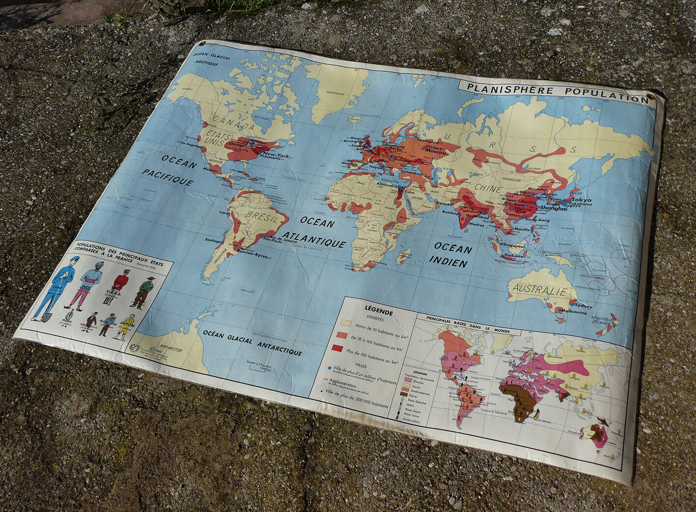 Map world map of the planisphere world MDI 1960