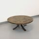 Vintage brutalist round coffee table in metal and slate from the 70s