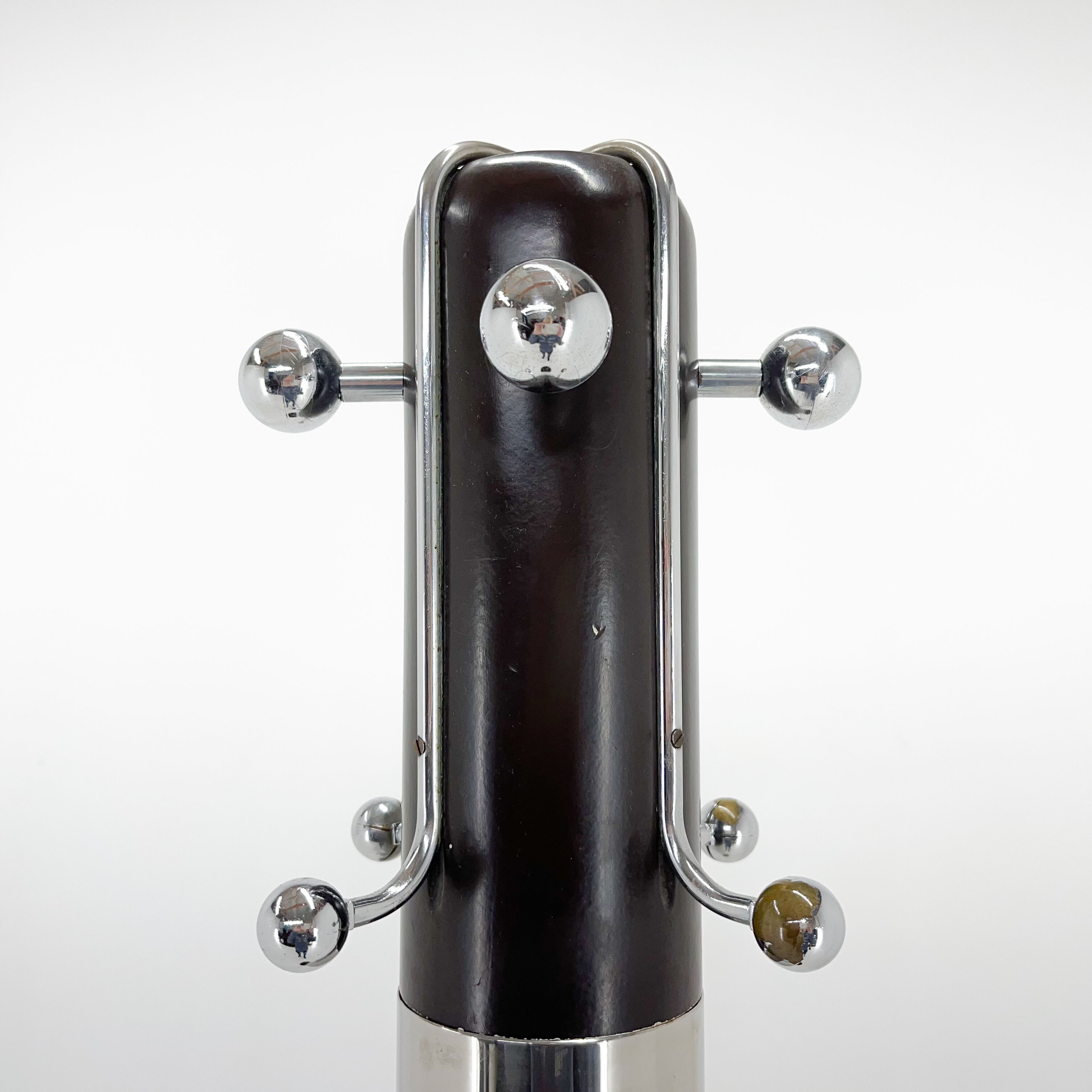 Mid-century Italian chrome & wood coat hanger