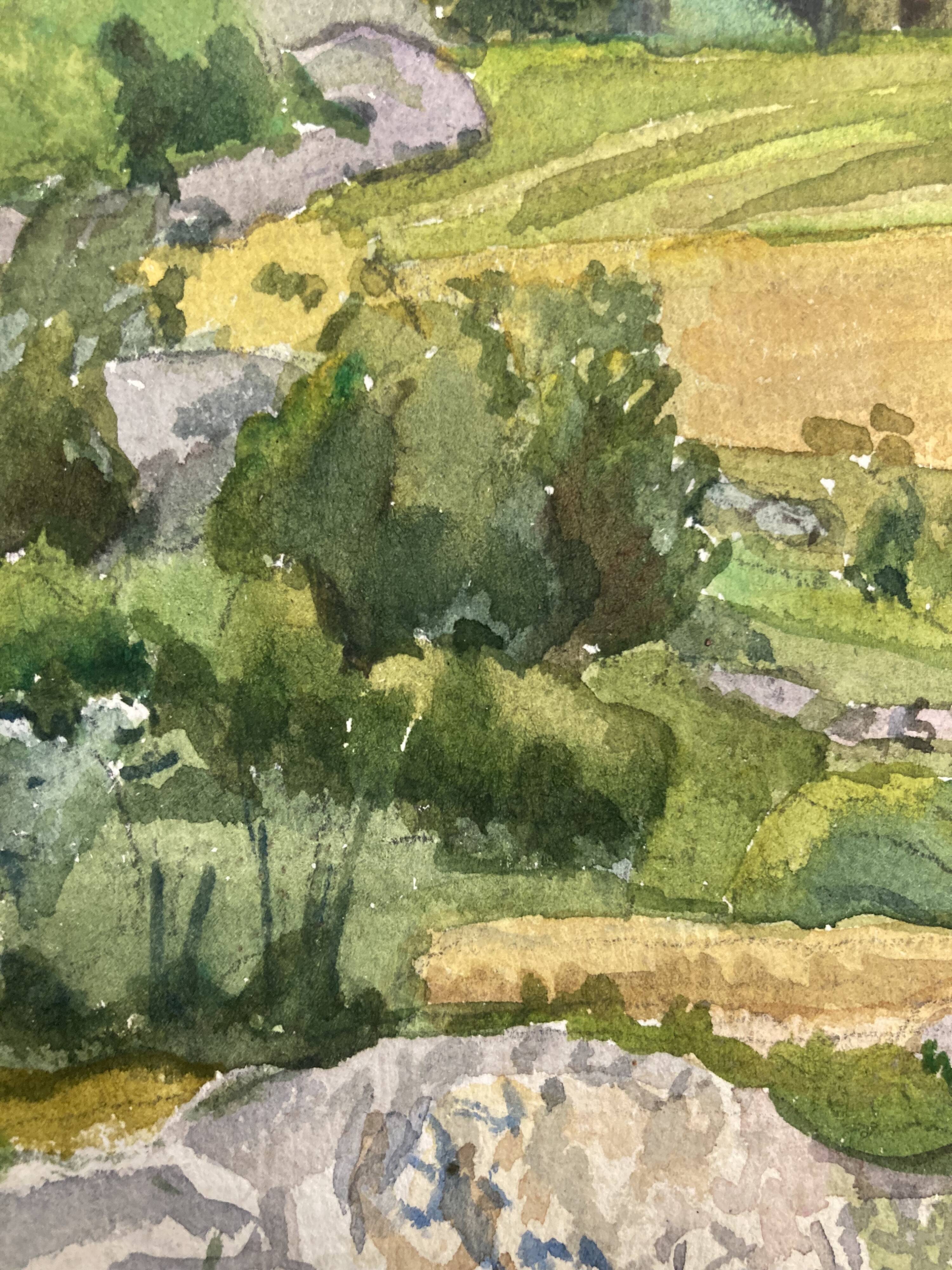 Watercolor mountain landscape signed