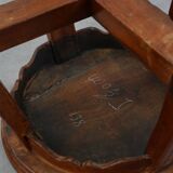 French Antique round stool in oak with nice patina, ca. 1850