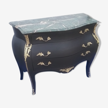 Commode style Louis XV noire 3 tiroirs