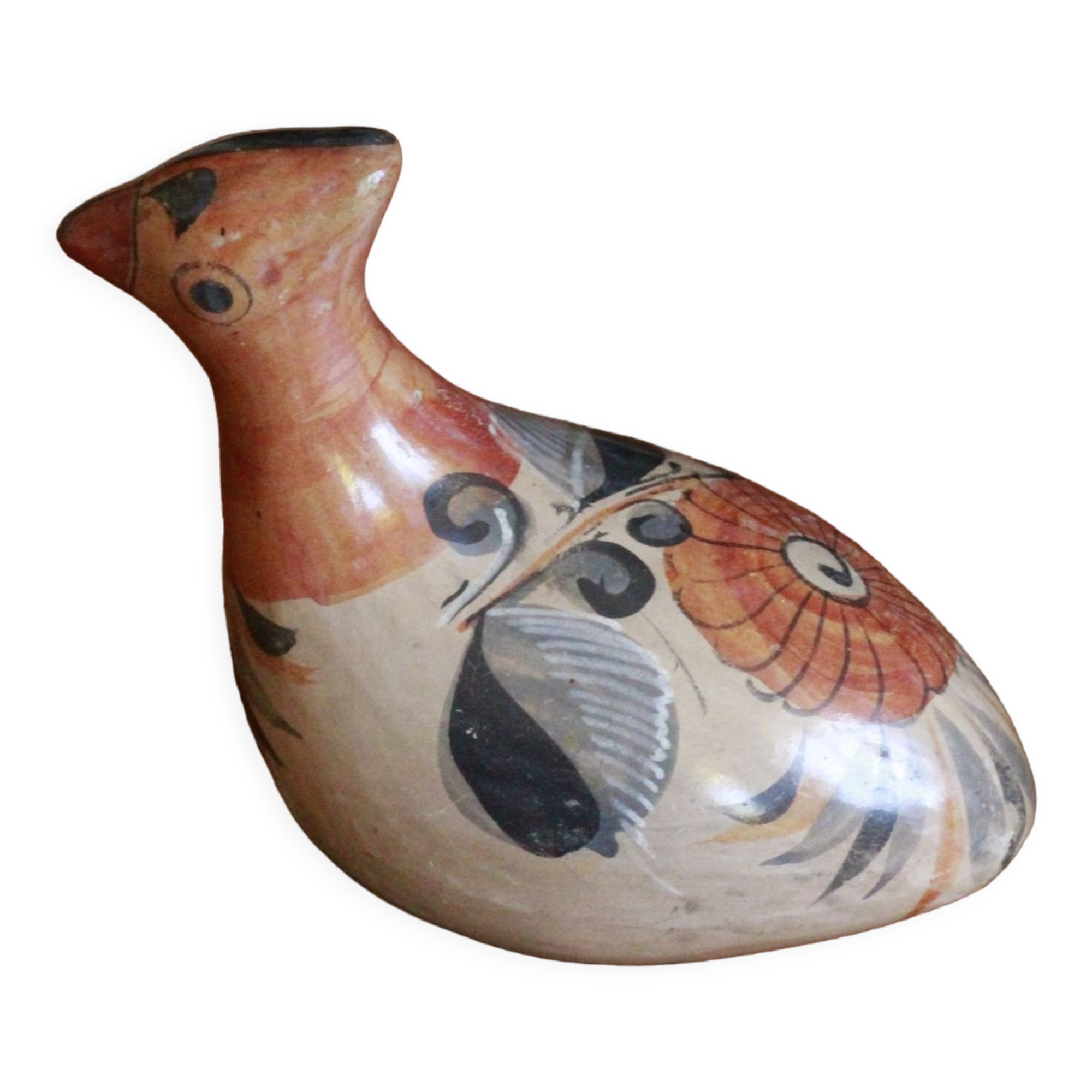 Ancient Mexican bird statue in ceramic