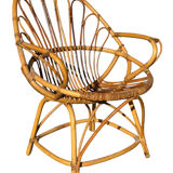 Set of 2 rattan armchairs from the 1960s, France.