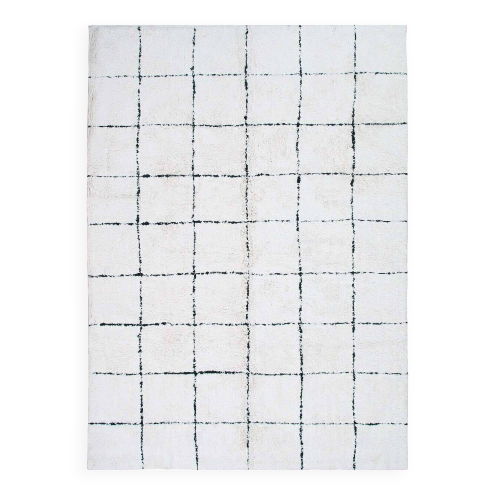 Berber rug 120x180 cm white with black grid