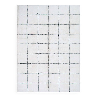 Berber rug 120x180 cm white with black grid