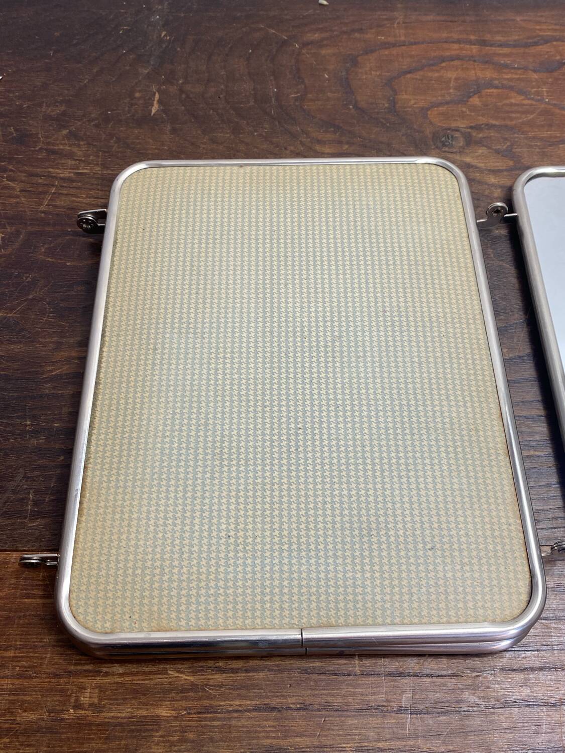 Triptych barber mirror, 1960, houndstooth back
