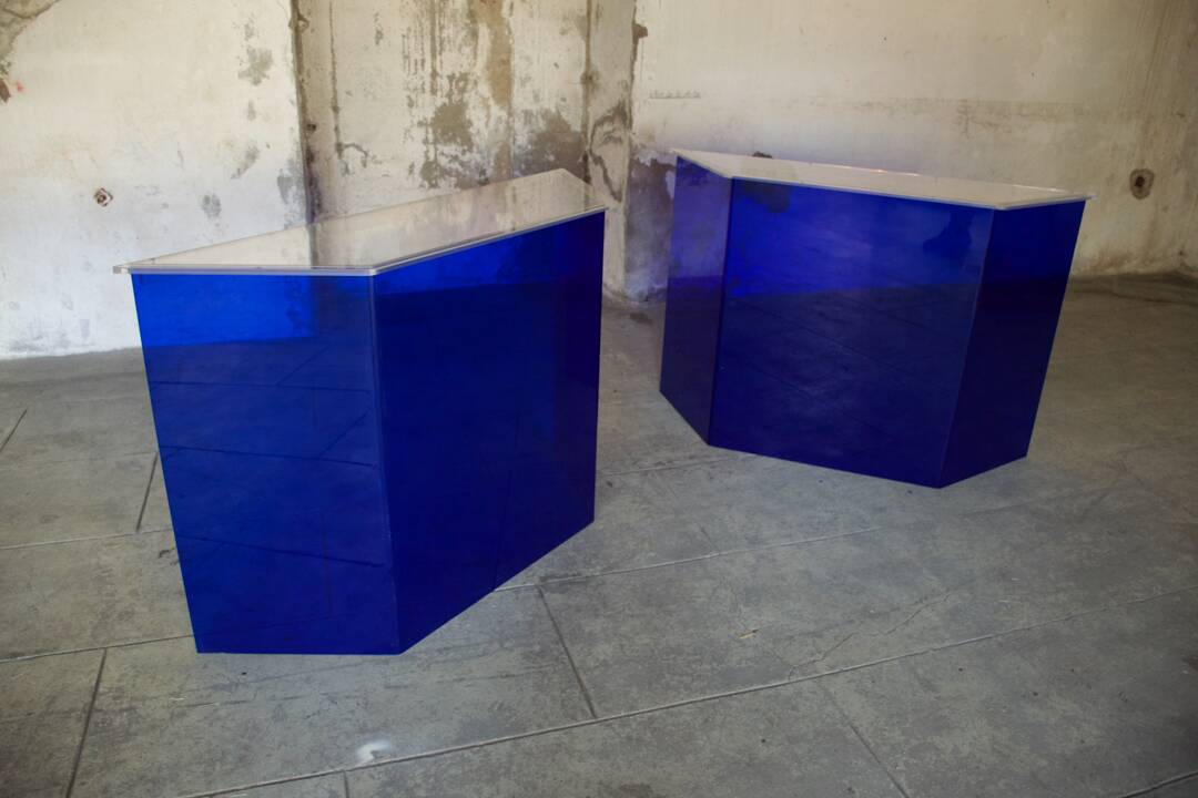 Two vintage Klein blue consoles 1988
