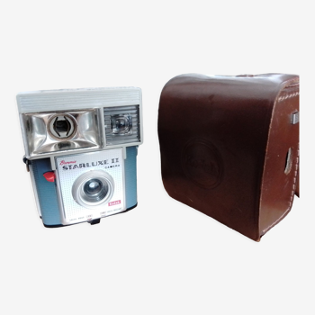 Kodak Brownie Starluxe II camera with leather case