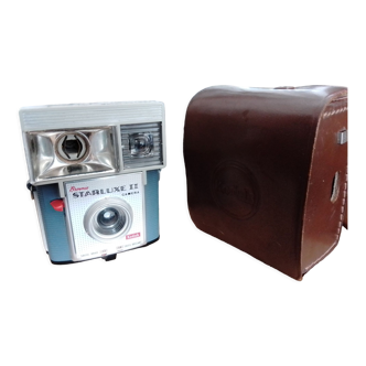 Kodak Brownie Starluxe II camera with leather case