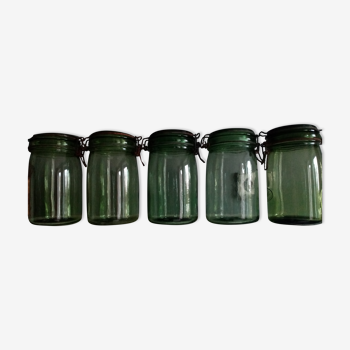 Glass jar 1 l green marks solidex and idealele