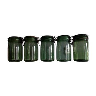 Glass jar 1 l green marks solidex and idealele