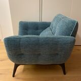 Fauteuil tissu bleu canard