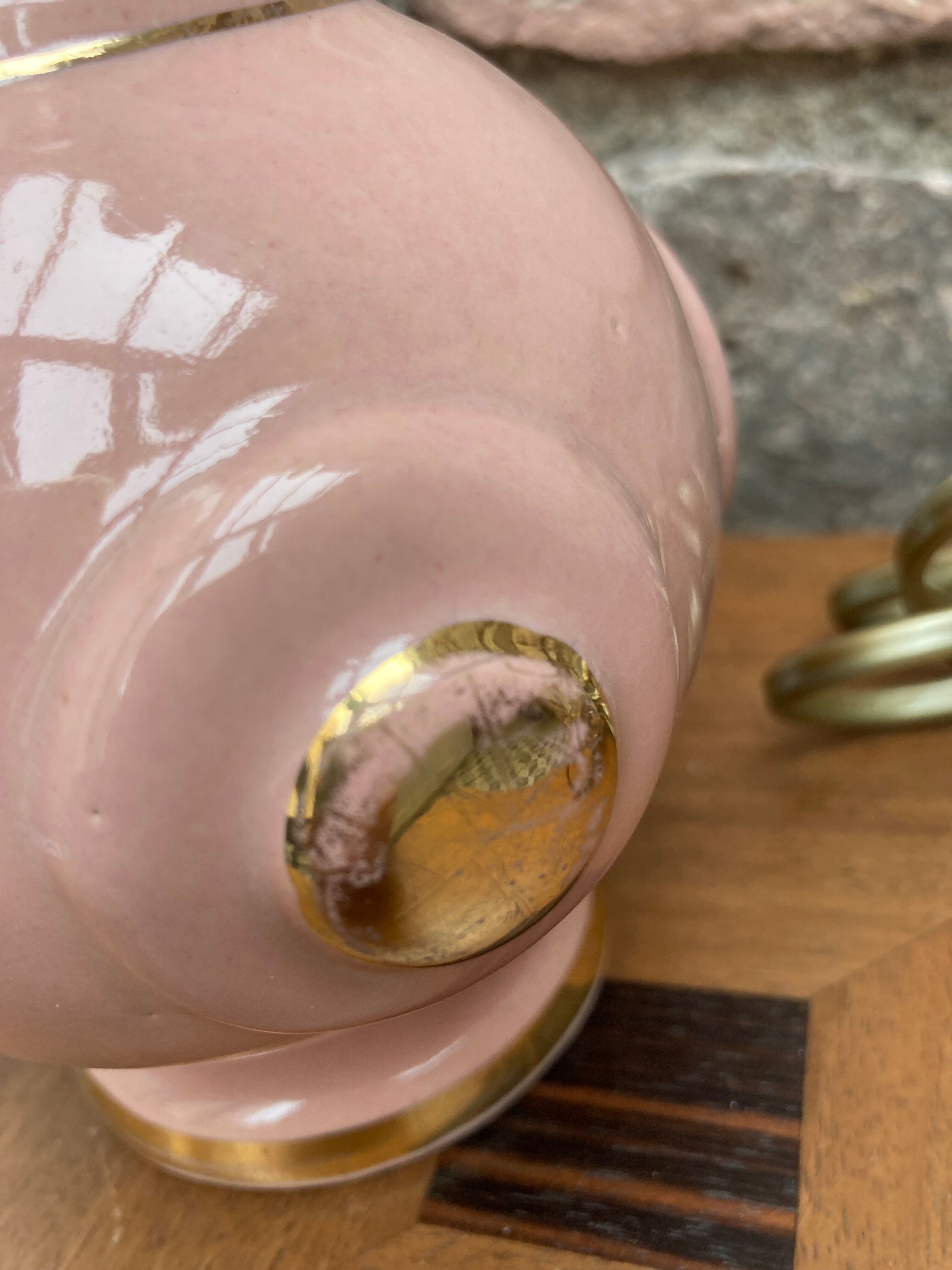 Foot of pink ceramic lamp 50s