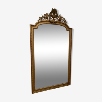 Louis XVI style mirror in wood and gilded stucco XIX century