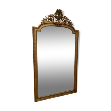 Louis XVI style mirror in wood and gilded stucco XIX century
