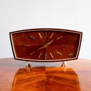 Vintage wooden weimar table clock made by germany, 1960s