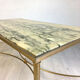 Table low vintage 70's Golden brass and black veined white marble