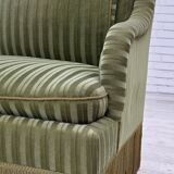 1950s, Danish 2-seater sofa, green furniture velour, beech wood.