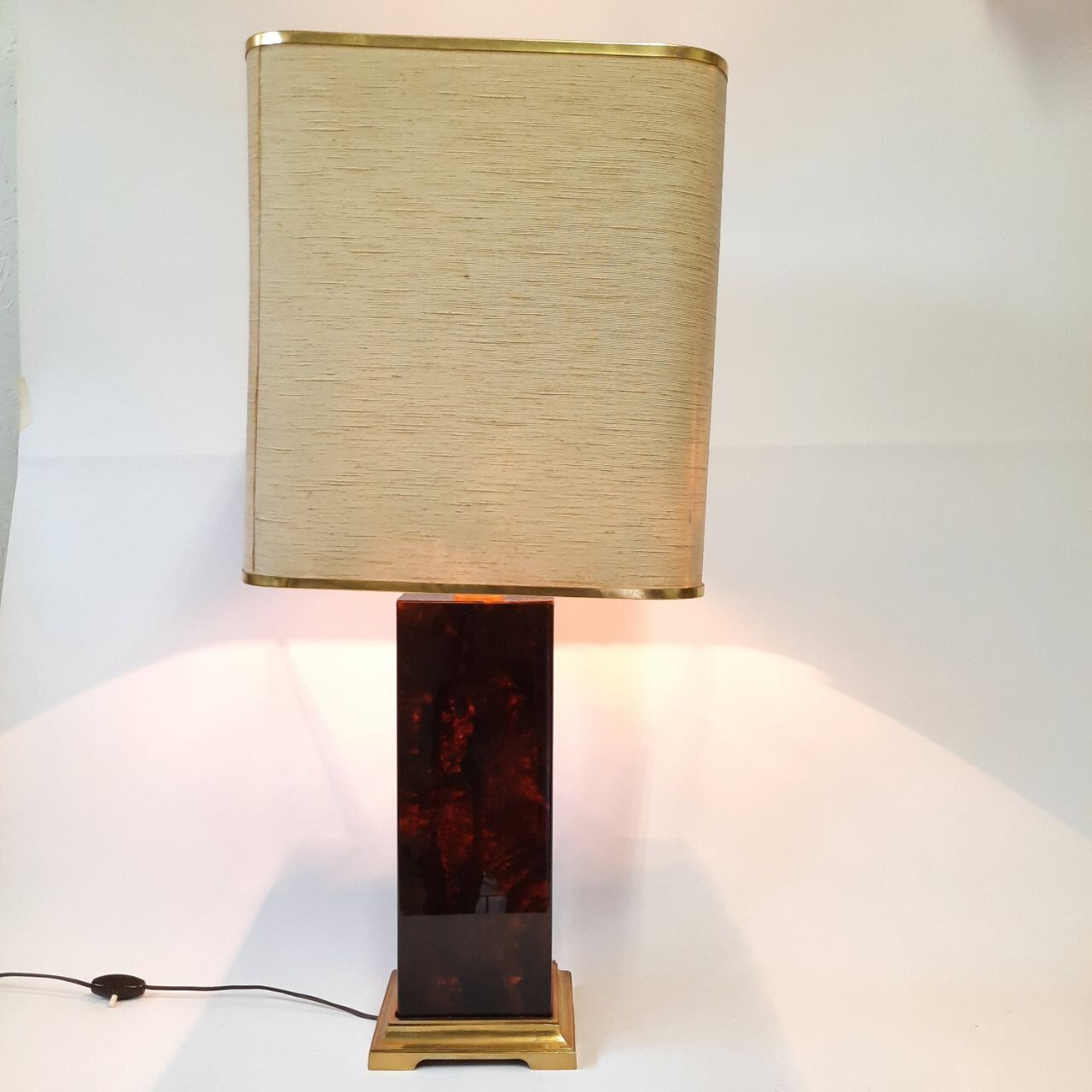Lampe effet briar et laiton lucite années 1980