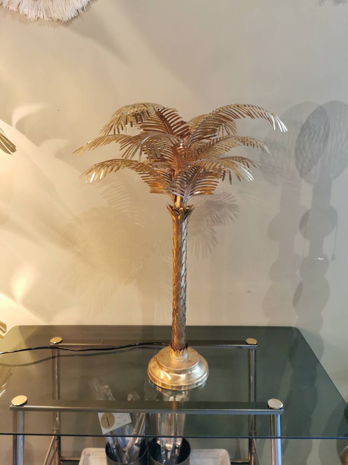 Solid brass palm tree lamp