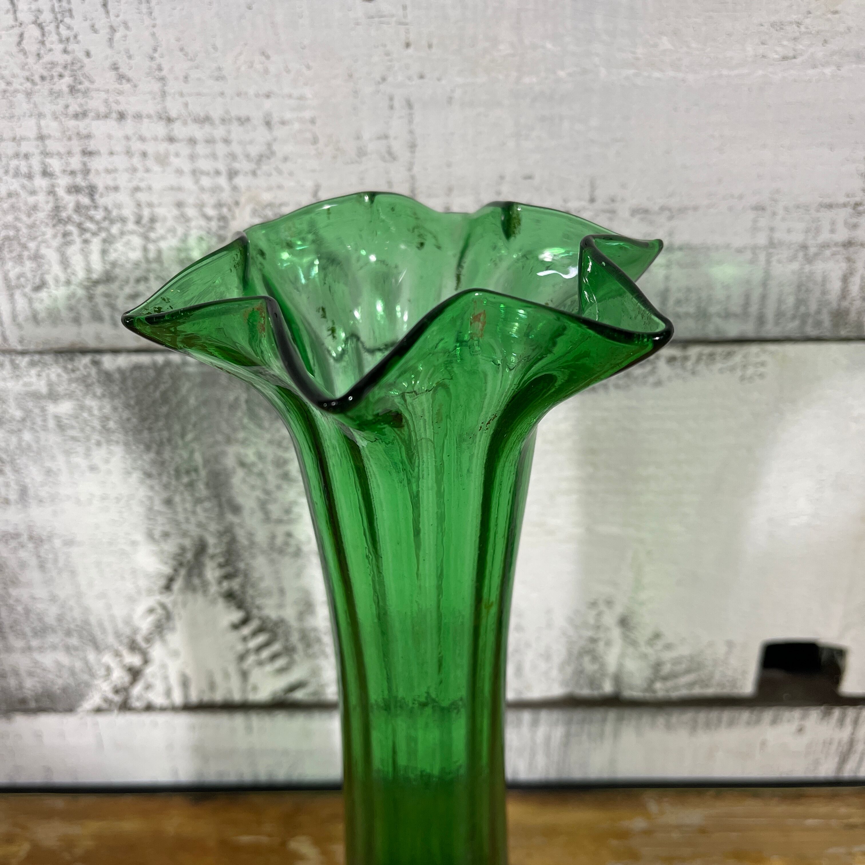 Green glass vase