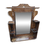 Antique mirror - Art Deco shelf in Burmese teak