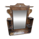 Antique mirror - Art Deco shelf in Burmese teak