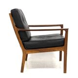 Fauteuil scandinave en cuir, Bröderna Andersson, Suède, 1960.