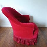 Lot de 2 fauteuils crapauds en velours rouge