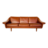 Vintage Danish mid-century Aage Christiansen (Matador) cognac leather sofa 60s