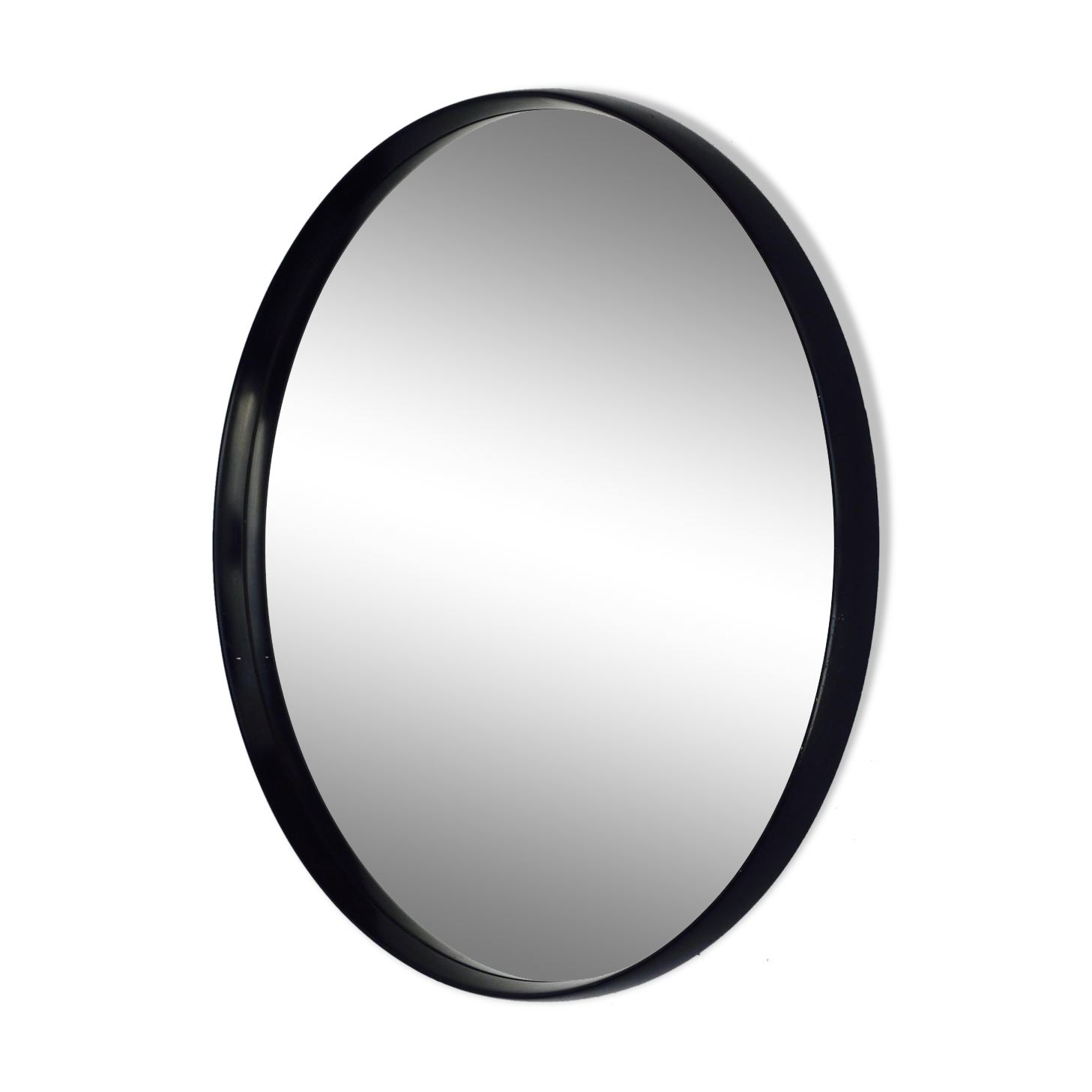 Miroir rond en bois hollandais vintage de O.W. Hack, années 1970