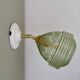 Vintage art deco tulip wall lamp in green and gold glass
